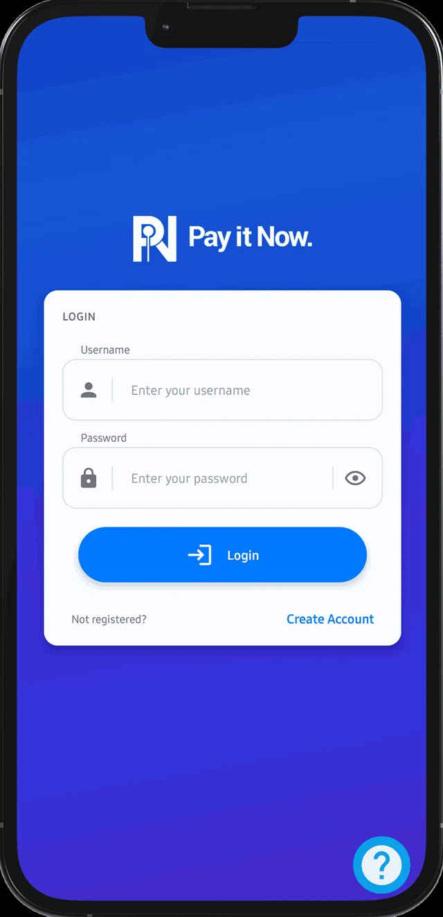 Pay It Now app sign-in screen